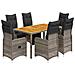 Set Bistrò Da Giardino 7 Pz Con Cuscini In Polyrattan Grigio - Foto miniatura 2