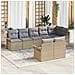 Set di Divani da Giardino a 8 Pezzi con Cuscini Beige Rattan Poliestere - Foto miniatura 2