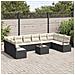 Set di Divano da Giardino  da 10 Pezzi con Cuscini Marrone in Rattan Sintetico, Divano da Giardino  per 2 Persone con Cuscini Neri in Rattan Sintetico - Foto miniatura 3