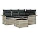 Set divani giardino  da 5 pezzi con cuscini in polyrattan grigio chiaro, Divano giardino  da 2 posti con spazio per riporre e cuscini in polyrattan grigio chiaro - Foto miniatura 1