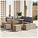 Set Divano Giardino 9 Pezzi con Cuscini Beige in Rattan Poliestere Acacia, Divano Giardino 2 Posti con Cuscini Beige in Rattan Poliestere, Set da Pranzo Giardino 4 Pezzi con Cuscini Beige in Rattan Poliestere Acacia - Foto miniatura 2