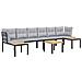 Divani Giardino con Cuscini 5pz Neri Acciaio Verniciato Polvere - Foto miniatura 1