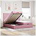 Struttura Letto Pouf con Materassi Rosa 200x200 cm Velluto - Foto miniatura 2
