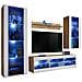 Komodee, Set Di Mobili Porta TV Tivoli Medio RTV, Wotan /White, LED Blu, Larghezza 245 cm x Altezza 159 cm x Profondità 35 cm, Per soggiorno, Camera da letto - Foto miniatura 1