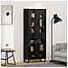 Credenza 2 pcs Rovere Nero Legno Stratificato e Vetro - Foto miniatura 2