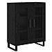 Credenza 2 pcs Rovere Nero Legno Stratificato e Vetro - Foto miniatura 6