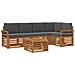 Set divani 6 pcs Naturale e Antracite Legno di Acacia Massello - Foto miniatura 1
