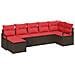 Set di divani con cuscino 7 pcs Marrone e Rosso polyrattan - Foto miniatura 1