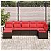 Set di divani con cuscino 7 pcs Marrone e Rosso polyrattan - Foto miniatura 2
