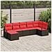 Set di divani con cuscino 7 pcs Marrone e Rosso polyrattan - Foto miniatura 3