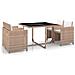 Set Da Pranzo Da Giardino 5 Pz Con Cuscini In Polyrattan Beige - Foto miniatura 1