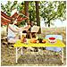 Tavolo Pieghevole Portatile Multifunzionale Da 125 Cm Con Maniglia, Altezza Regolabile, Per Picnic In Campeggio In/outdoor, Giallo - Foto miniatura 1