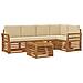 Set divani 6 pcs Naturale e Beige Legno di Acacia Massello - Foto miniatura 1