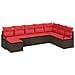 Set di divani con cuscino 8 pcs Marrone e Rosso polyrattan - Foto miniatura 1