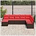 Set di divani con cuscino 8 pcs Marrone e Rosso polyrattan - Foto miniatura 3