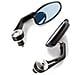 Specchietti 22mm Manubrio Moto Retrovisori Metallo Universali Ovali Argento - Foto miniatura 2