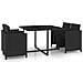 Set Da Pranzo Da Giardino 5 Pz Con Cuscini In Polyrattan Nero - Foto miniatura 1