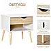 Set 2 Comodini Moderni con Cassetto e Mensola, Base Rialzata e Gambe in Legno 50x39x51cm Bianco e Rovere - Foto miniatura 5
