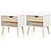 Set 2 Comodini Moderni con Cassetto e Mensola, Base Rialzata e Gambe in Legno 50x39x51cm Bianco e Rovere - Foto miniatura 1