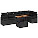 Set divani giardino  da 7 pezzi con cuscini in rattan poliestere nero, Divano giardino  con cuscini da 2 posti in rattan poliestere nero - Foto miniatura 1