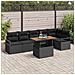 Set divani giardino  da 7 pezzi con cuscini in rattan poliestere nero, Divano giardino  con cuscini da 2 posti in rattan poliestere nero - Foto miniatura 2