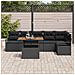 Set divani giardino  da 7 pezzi con cuscini in rattan poliestere nero, Divano giardino  con cuscini da 2 posti in rattan poliestere nero - Foto miniatura 3