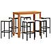 Set Bar da Giardino 7 pz Nero in Legno Acacia e Polyrattan - Foto miniatura 1