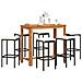 Set Bar da Giardino 7 pz Nero in Legno Acacia e Polyrattan - Foto miniatura 2
