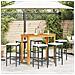 Set Bar da Giardino 7 pz Nero in Legno Acacia e Polyrattan - Foto miniatura 3