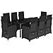Set da Pranzo da Giardino 9 pz con Cuscini Nero in Polyrattan - Foto miniatura 1