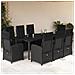 Set da Pranzo da Giardino 9 pz con Cuscini Nero in Polyrattan - Foto miniatura 2