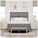 Letto con Box Spring con Materasso e Panca Tortora 160x200 cm Tessuto - Foto miniatura 5
