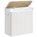 Cesto portabiancheria in bambù VALORA, tre scomparti, bianco, 150L LCB091W01 x3 - Foto miniatura 1