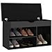 Panca Porta Scarpe Cuscino Nero Lucido 80x30x47cm Multistrato - Foto miniatura 3
