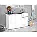 Scarpiera Steve, Mobile Multiuso 3 Ante E 1 Anta A Ribalta, Portascarpe Da Ingresso, 100% Made In Italy, Cm 120x40h80, Bianco Lucido E Ardesia - Foto miniatura 1