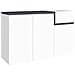 Scarpiera Steve, Mobile Multiuso 3 Ante E 1 Anta A Ribalta, Portascarpe Da Ingresso, 100% Made In Italy, Cm 120x40h80, Bianco Lucido E Ardesia - Foto miniatura 2