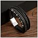 Bracciale Da Uomo In Pelle Intrecciata Retrò Multistrato Black - Foto miniatura 2