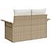Divano da giardino per 2 con contenitore e cuscini beige in rattan sintetico - Foto miniatura 4