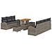Set divano da giardino 10 pezzi con cuscini in rattan grigio,  Divano da giardino per 2 persone con cuscini in rattan grigio,  Set da pranzo da giardino 3 pezzi con cuscini in rattan grigio - Foto miniatura 1