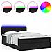 Pouf Letto con Materasso e LED Nero 140x200 cm in Tessuto - Foto miniatura 5