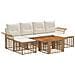Set Divano da Giardino 7 pz Naturale e Bianco Crema polyrattan - Foto miniatura 1