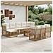 Set Divano da Giardino 11 pz Naturale e Bianco Crema polyrattan - Foto miniatura 4