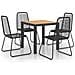 Set Da Pranzo Da Giardino 5 Pz In Rattan Pvc Nero E Marrone - Foto miniatura 1