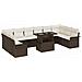 Set di divani da giardino 11 pezzi con cuscini in rattan marrone,  Divano da giardino a 2 posti con storage e cuscini in rattan marrone - Foto miniatura 1