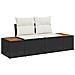 Set divani giardino  da 9 pezzi con cuscini in polyrattan nero e acacia, Set divani giardino  da 3 pezzi con cuscini in polyrattan nero e acacia - Foto miniatura 6