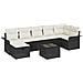 Set divano da giardino 8 pezzi con cuscini in polyrattan nero,  Divano da giardino a 2 posti con spazio di stoccaggio e cuscini in polyrattan nero - Foto miniatura 1