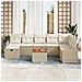 Set Divano Giardino 9 Pezzi con Cuscini Beige Polyrattan - Foto miniatura 3