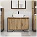 Mobiletto per Lavabo Rovere Artigianale 91x35x60 cm Legno ingegnerizzato - Foto miniatura 2