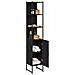 Armadio da Bagno  Nero Rovere 33x33x185,5 cm in Legno Ingegnerizzato - Foto miniatura 3
