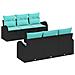 Set Divano da Giardino 7 pcs Nero e Turchese polyrattan - Foto miniatura 1